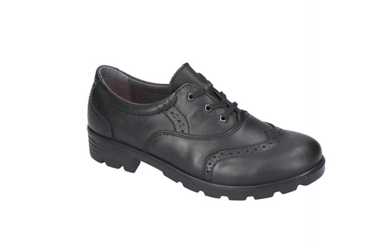 Lucy Black Leather Lace-up Girls School Shoe.