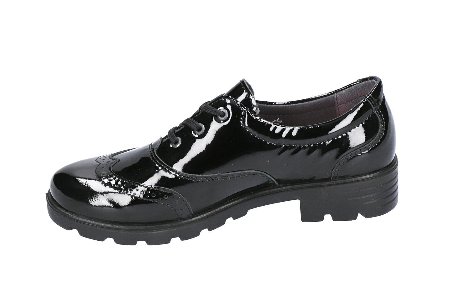 Lucy Black Patent Leather Lace-up Girls Shoe