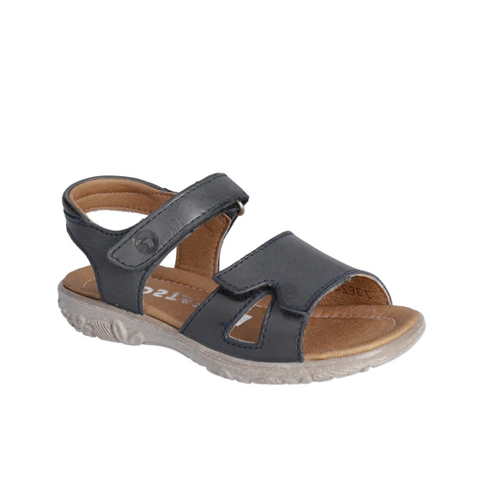 Moni Girl's Leather Sandal in Navy Blue