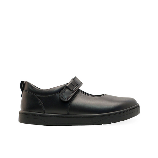 Mystery Girl's Black Leather First School Shoe
