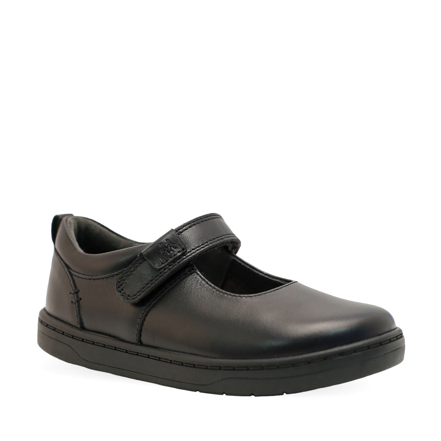 Mystery Girl's Black Leather First School Shoe