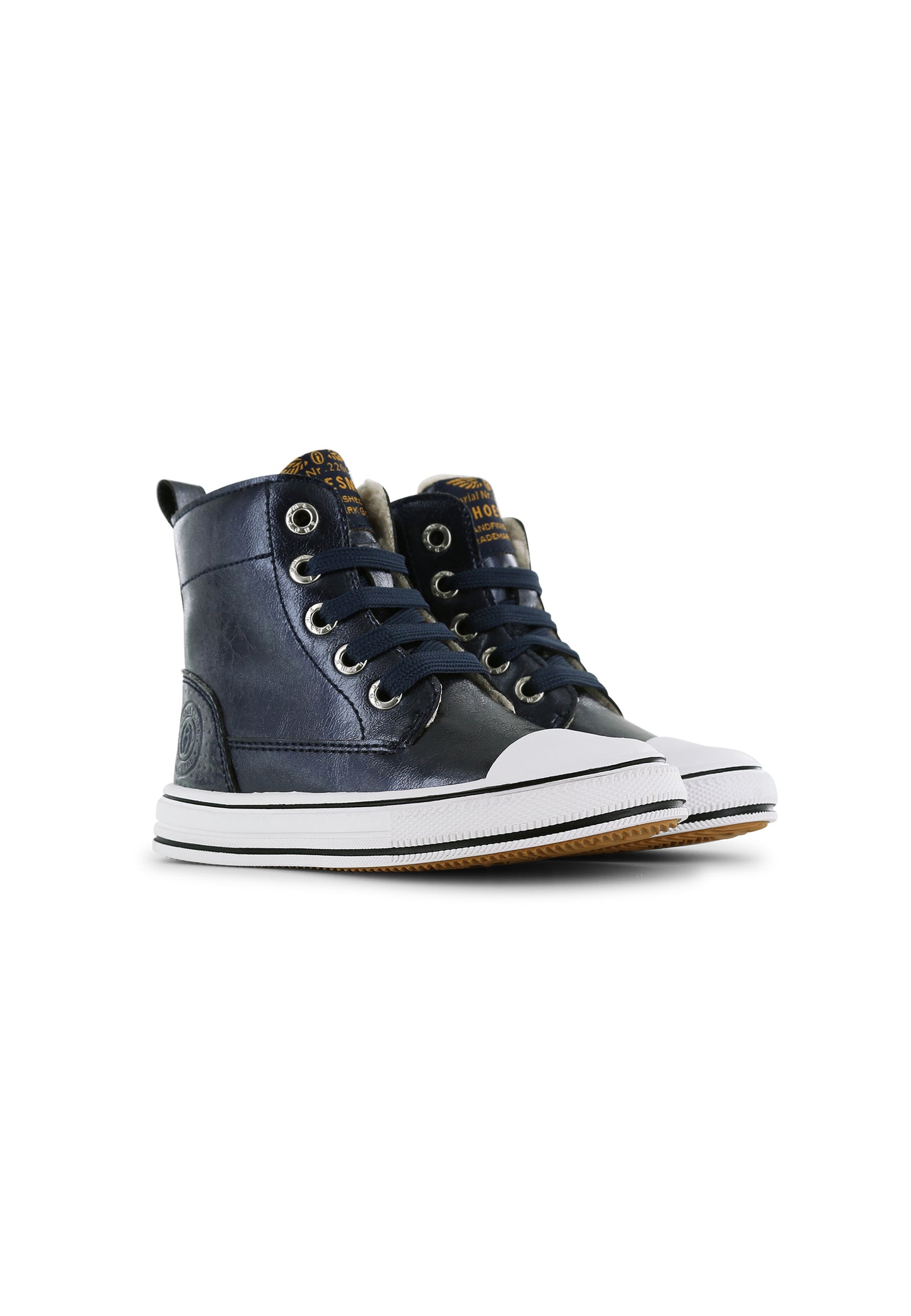 Omero Blue Metallic Zipped and Lace Fleece Lined High Top