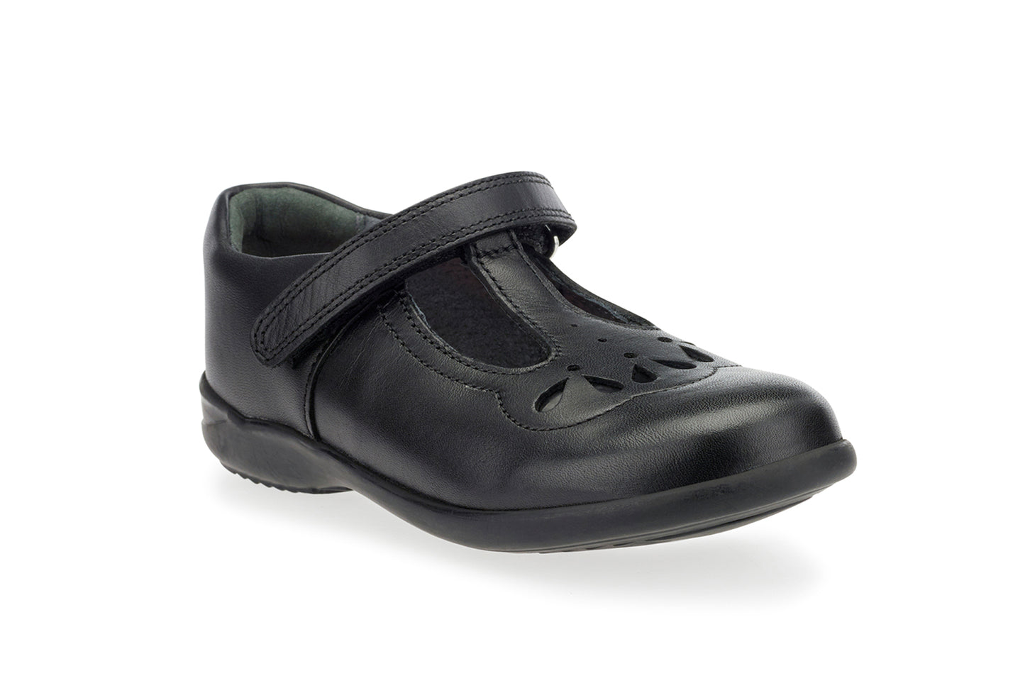 Poppy Black Leather T-bar Girls School Shoe