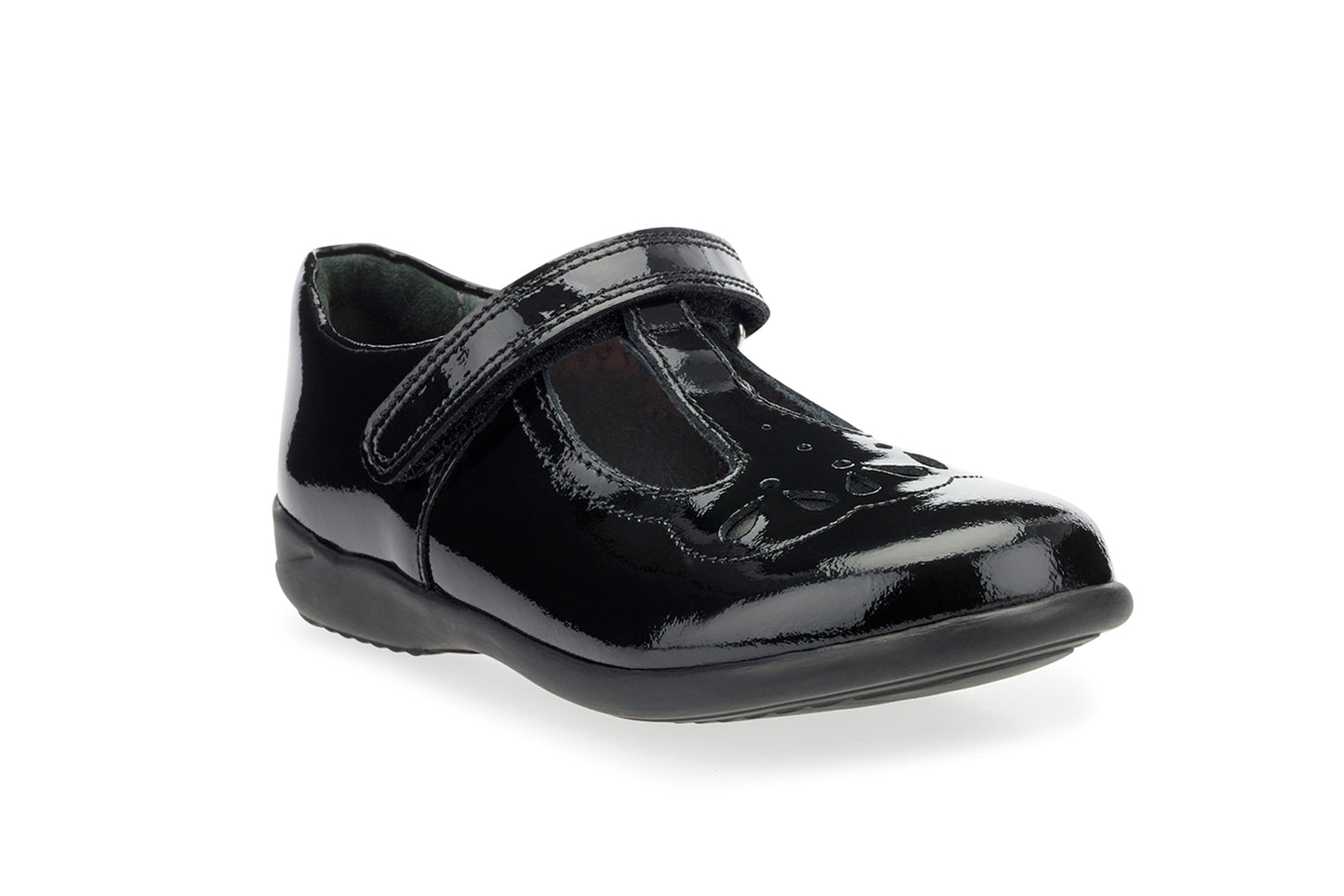 Poppy Black Patent Leather T-bar Girls School Shoe