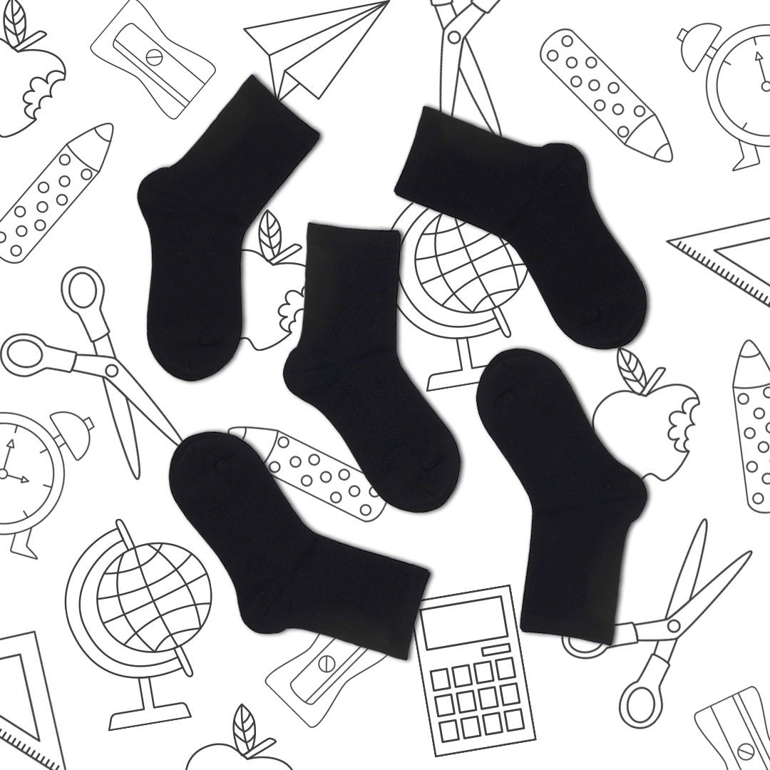 5pk Bamboo Ankle School Socks - Black