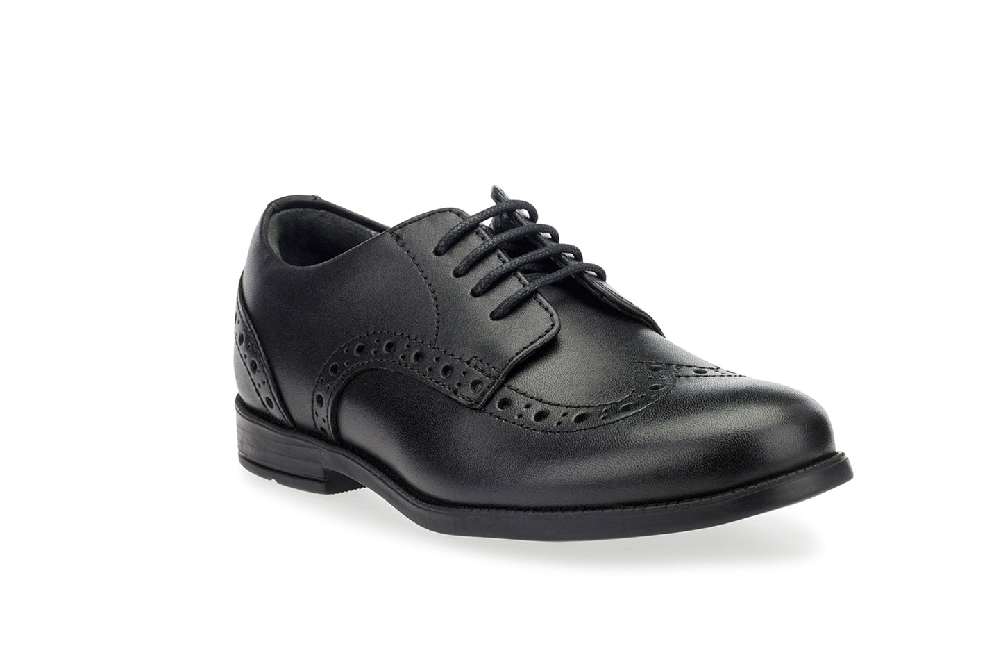 Brogue Senior Black Leather Lace-up School Shoe
