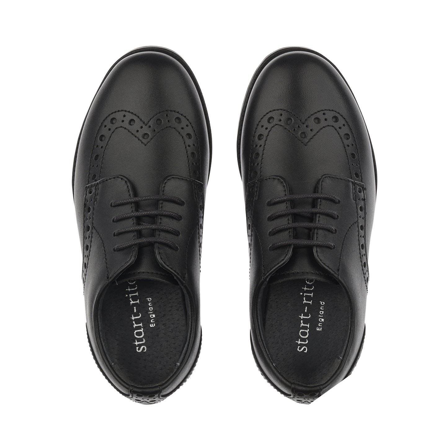 Brogue Senior Black Leather Lace-up School Shoe