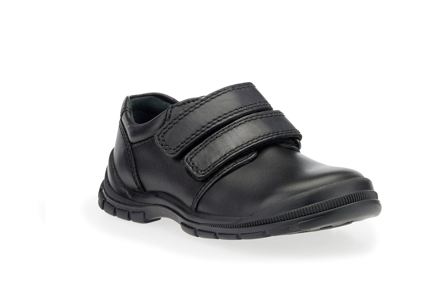 Engineer Black Leather Riptape Boys School Shoe