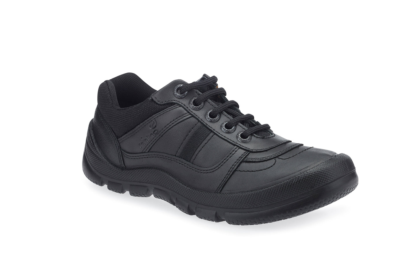 Rhino Sherman Black Leather Lace-up Boys School Shoe