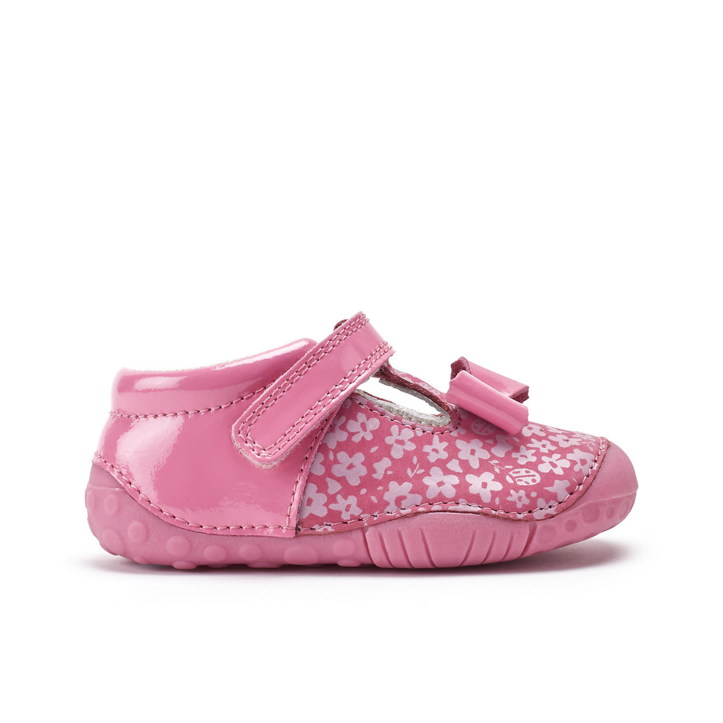 Wiggle Pink Nubuk Leather Girl's Riptape Pre-walker Shoe