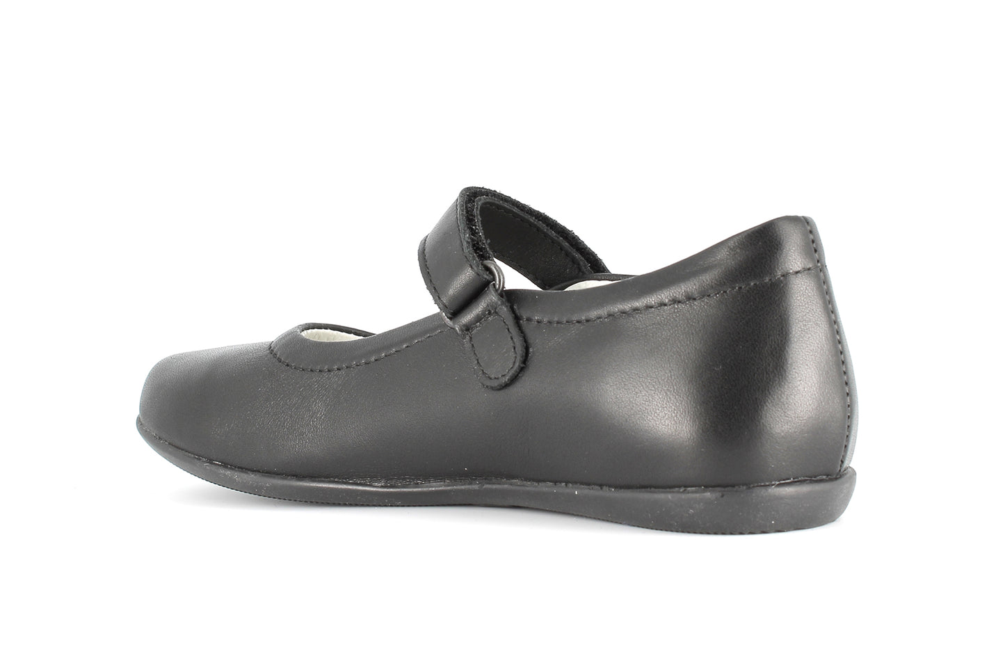 Zura Black Leather Ballet Flat Girls School Shoe