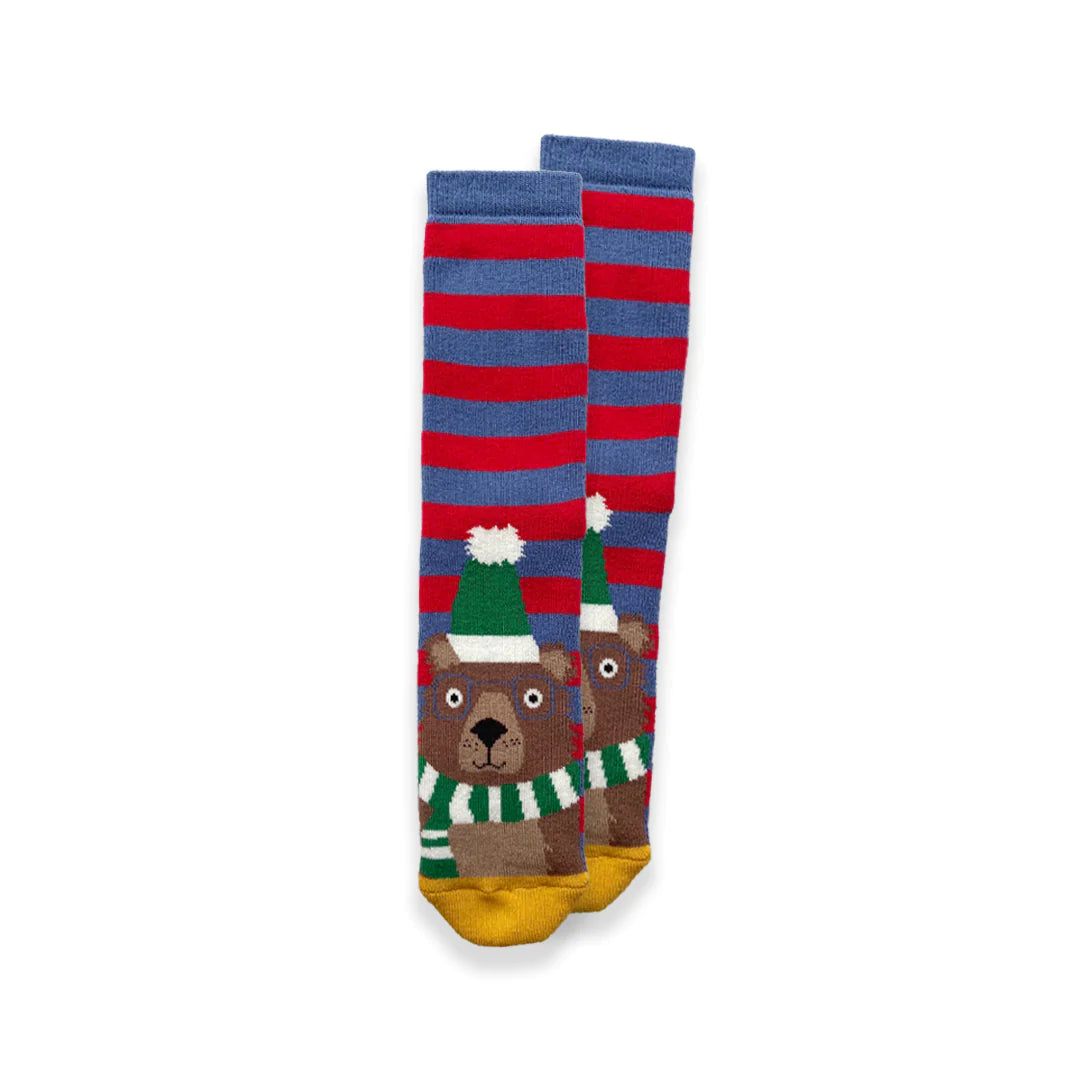 Christmas Bear Cub Cosy Slipper Socks Adult Size