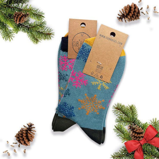 Ladies Cotton Snowflake Christmas Socks