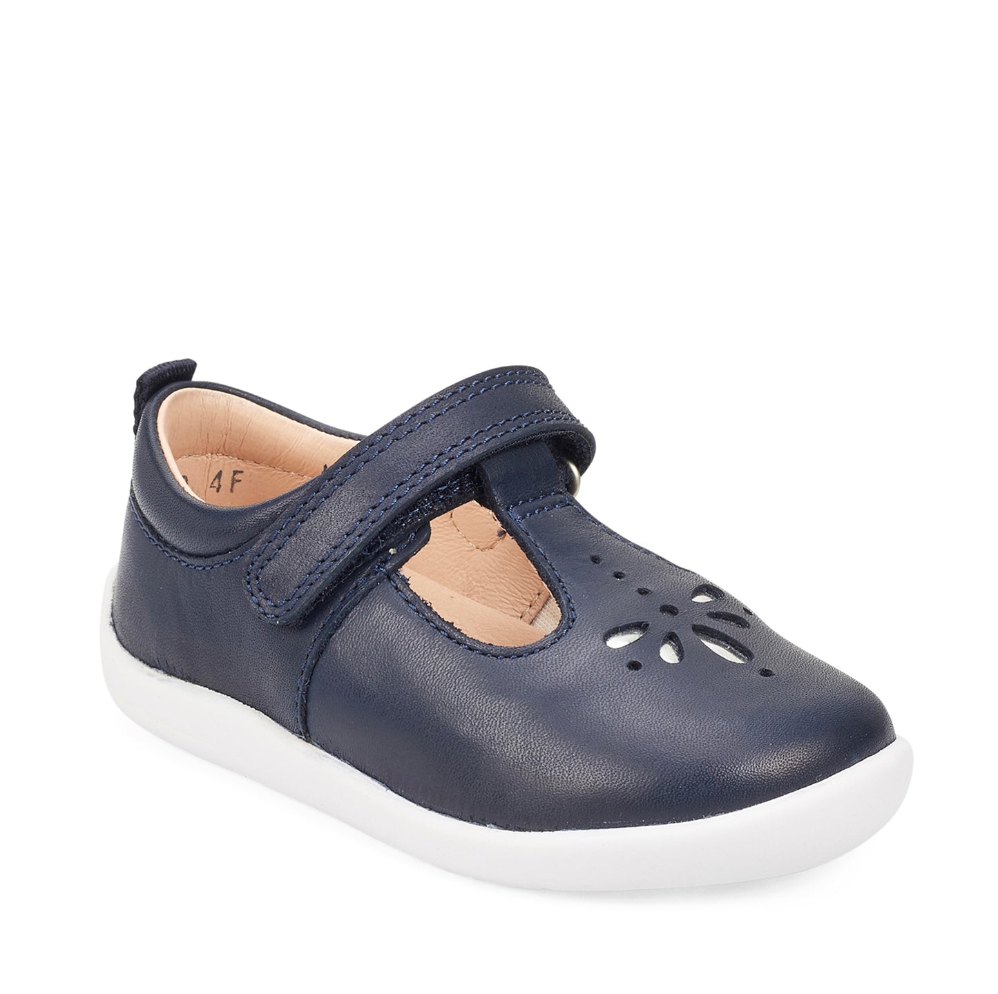 Puzzle Navy Leather Girl's Riptape First Walking Shoe