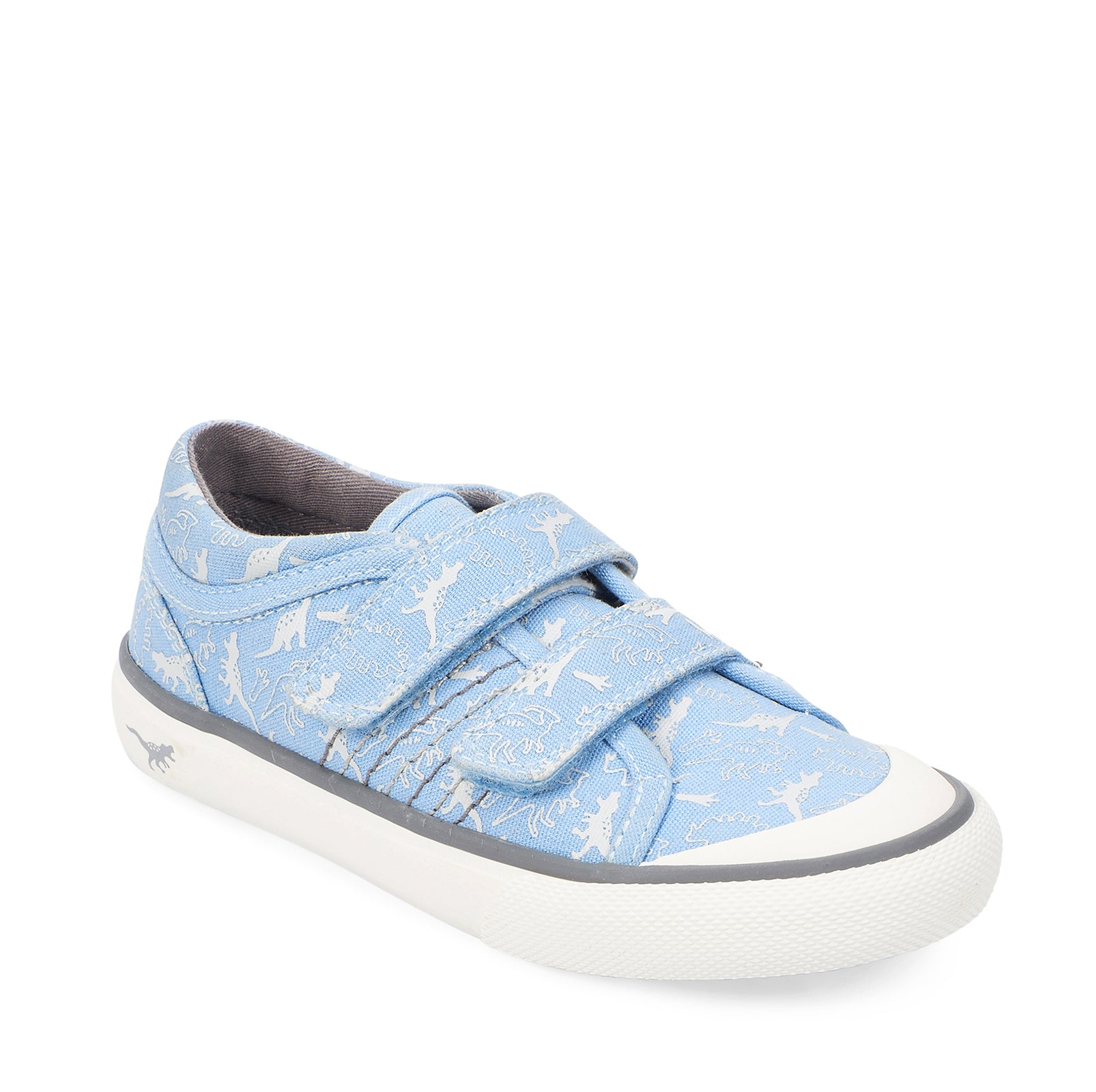 Jurassic Pale Blue Dinosaur Print Double Riptape Canvas Shoe