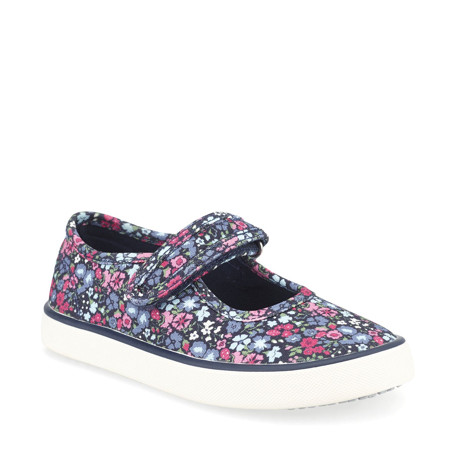 Blossom Navy Blue Floral Girl's Mary Jane Canvas Shoe
